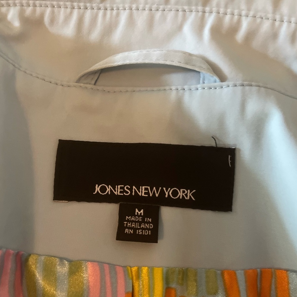 Jones New York Light Powder Blue Trench Coat, Size M - Picture 7 of 10